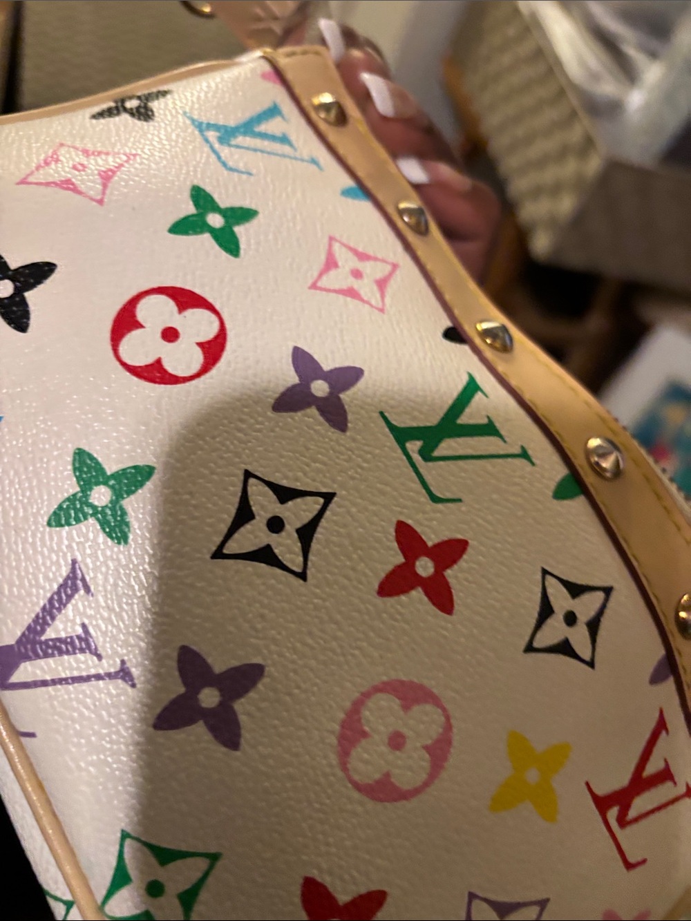 Louis Vuitton Multicolor Monogram White Canvas Wristlet - Picture 7 of 8